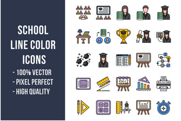 Wall Mural - School Flat Icons