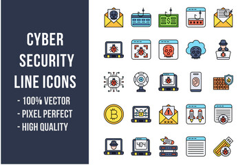 Wall Mural - Cyber Security Flat Icons