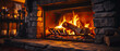 © Png - Video - Photo - Log fire fire place ,artwork graphic design illustration.