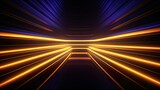Fototapeta Perspektywa 3d - Abstract background with Horizontal golden neon & Blue lines background.