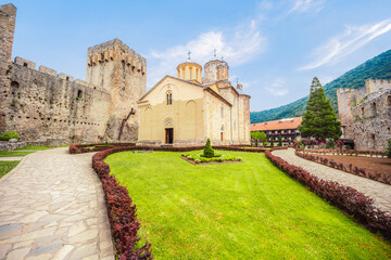 Wall Mural - Christian monastery Manasija in the medieval walls. The Manasija Monastery also known as Resava, is a Serbian Orthodox monastery near Despotovac