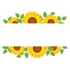 Wall Mural - sunflower border frame background. sunflower template invitation greeting card.