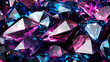 Crystals or gem stones in vibrant colors falling on a black background. Illustration of gems and precious stones, prefect concept of luxury and wealth.