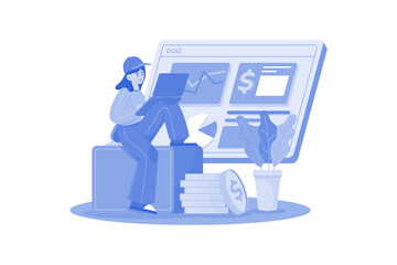Wall Mural - market analysis illustration concept on white background