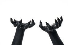 PNG, Black Painted Hands, Isolated On White Background.