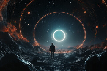 Wall Mural - an image of a black hole with a bright light