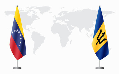 Venezuela and Barbados flags for official meeting