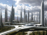 Fototapeta Big Ben - Utopian city of the future