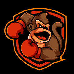 Wall Mural - boxing chimpanzee, gorilla, monkey Custom Logo Design