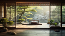 Minimalist Japanese Zen Retreat: An Oasis Of Tranquility With Japanese-inspired Decor, Tatami Mats, Shoji Screens, And An Ambiance That Promotes Inner Peace