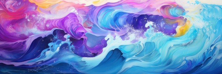 Fototapete - abstract marbled acrylic paint ink painted waves painting texture colorful background banner