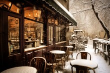 Winter Cafe Terrace. Generate Ai