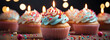 © Ruwan - Christmas birthday wishes cupcake with candle wallpaper design