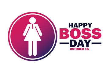 Happy Boss Day Vector illustration. October 16.  Suitable for greeting card, poster and banner.