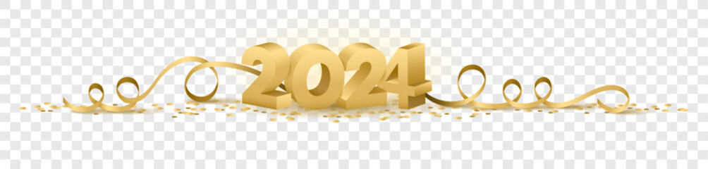 Wall Mural - 2024 happy new year vector symbol transparent background isolated