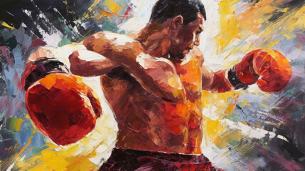 Wall Mural - strong man yang fighter power boxer boxing masculinity - by generative ai