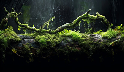 Wall Mural - Natural detail of mossy forest. Environment concept. AI generated