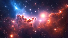 Abstract Background With Nebulas Stars And Galactics, Science Fiction Cosmic Wallpaper.