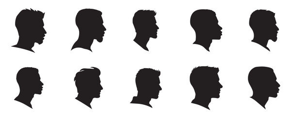 Wall Mural - Silhouette of a man seen from the side collection, vector clip art