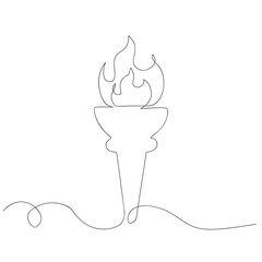 Wall Mural - Olympic Torch symbol, continuous line drawing. Vector