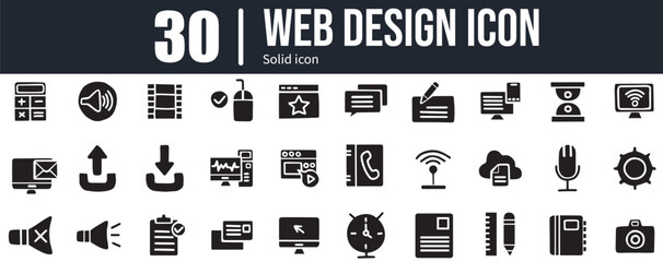 web design icon set, interface, solid icon