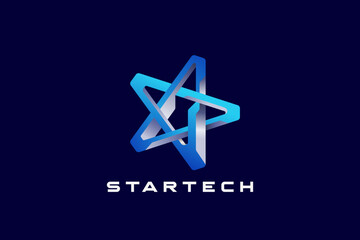 Poster - Star Logo Abstract Hi-Tech Technology style vector design template.