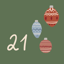 Christmas Illustration With Christmas Tree Toys And Numbers For Advent Calendar
