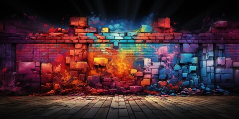 Graffiti brick wall