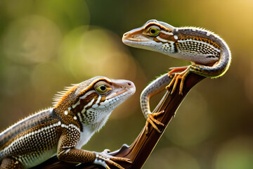 Wall Mural - lizard on a tree in the forest