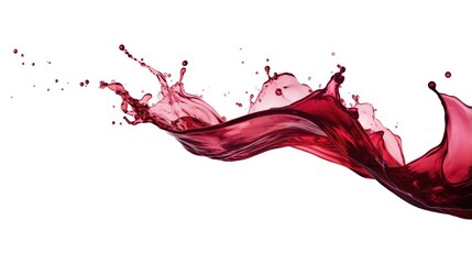 red wine splashes isolated on white background. red liquid flowing backdrop