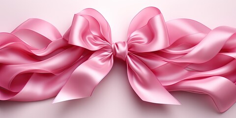 Sticker - Realistic pink ribbon. Breast cancer awareness symbol