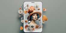 smartphone girl template, template for Instagram hd wallpaper