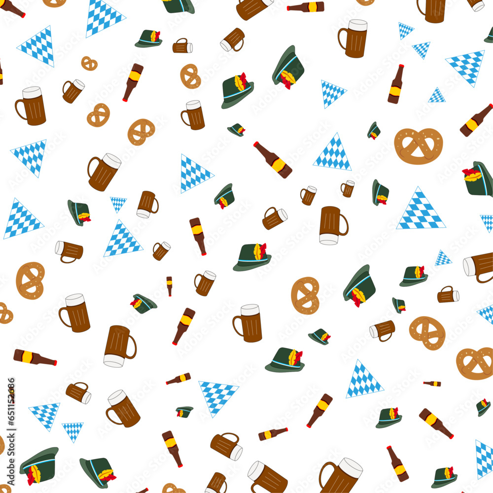 Vector oktoberfest seamless pattern with traditional bavarian elements ...