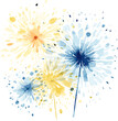vector happy new year fireworks. blue fireworks. new year decoration vector illustration on white background. AI generated illustration