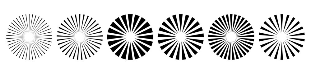 Leinwandbilder - Sunburst element radial stripes or sunburst backgrounds set. Vector Burst beams, rays collection.