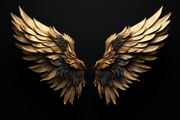 golden wings on black background