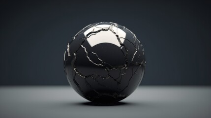 Wall Mural - 3d rendered black and silver ball with a silver circle on it
