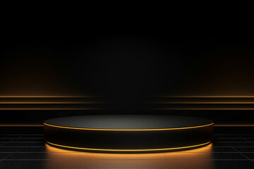 Wall Mural - Gold podium with black background