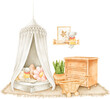 © b.illustrations - Watercolor Baby Room