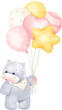 Cute hippopotamus and Balloon
