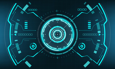 Wall Mural - HUD sci-fi interface screen view blue geometric design virtual reality futuristic technology creative display vector