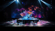 3D Product Podium Stage with Floating Reflected Light Crystals