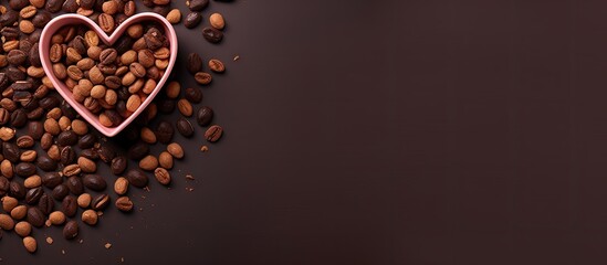 Poster - Dark chocolate with nuts displayed separately on a isolated pastel background Copy space Heart shaped chocolate with raisins and nuts