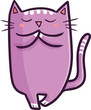 Funny purple cat with yoga pose cartoon illustration