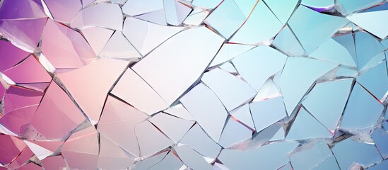 Poster - Cracked frosted glass on a isolated pastel background Copy space with 3D graphics