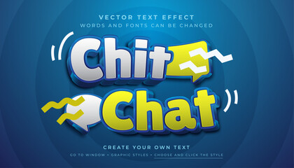 Wall Mural - vector editable 3d shiny white blue text effect. bubble chit chat graphic style on blue background