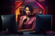 © Johnathan - Black Female Customer Service Representative Occupation Employment Work Environment Background Generative AI