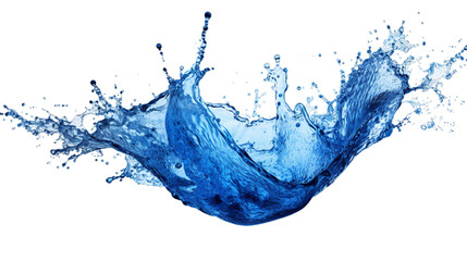 Blue water splash and wave isolated on transparent background