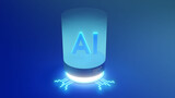 Fototapeta  - Artificial Intelligence Hologram displaying AI Logo : 3D Isometric Icon
