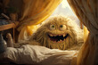 photo featuring a friendly and whimsical under-bed monster, peeking out with a smile to comfort and entertain children at bedtime